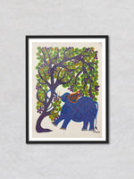 Elephant under a Tree, Bhil Art by Geeta Bariya