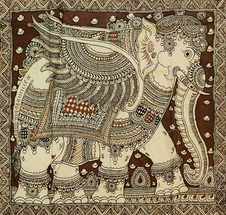 Embellished Airavata: Kalamkari painting by Sudheer Thumbnail