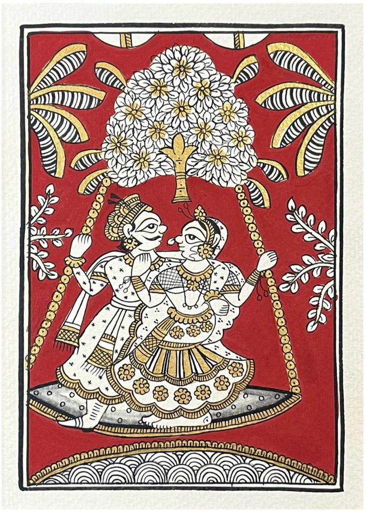 Embrace of Majesty: Serene Swing in Phad Art by Kalyan Joshi Thumbnail