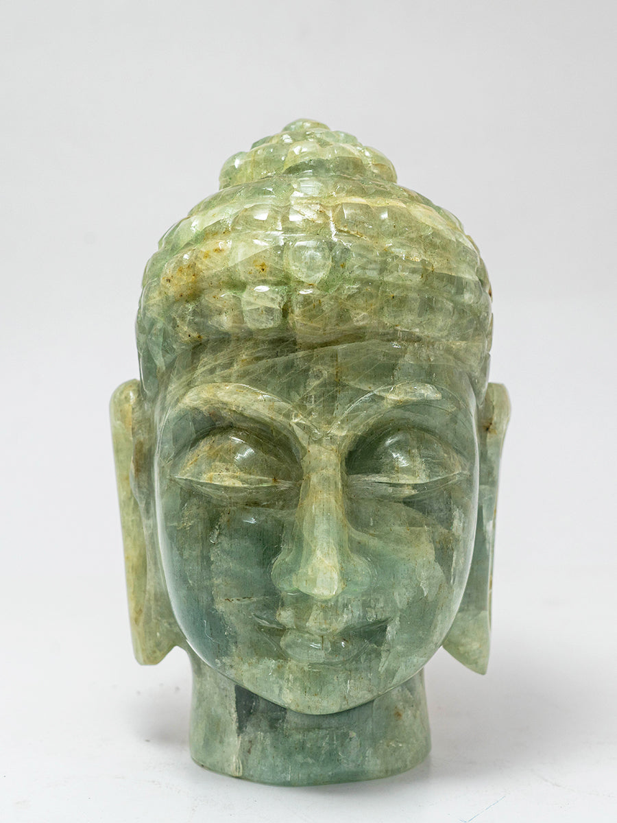 Emerald Serenity: The Transcendent Aquamarine Buddha's Head 