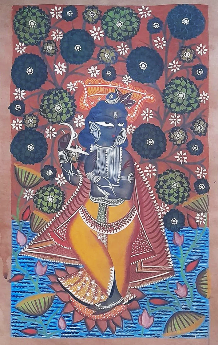 Enchanted by Krishna, Uttam Chitrakar's Kalighat Thumbnail