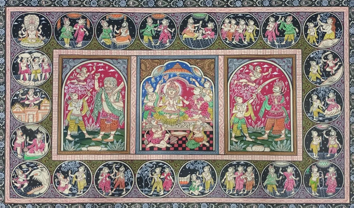 Ramayana Katha Chitra - Pattachitra Painting by Purusottam Swain for Home Decor Thumbnail