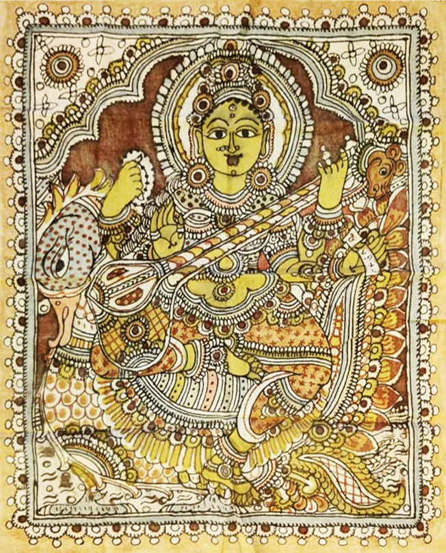 Enchantment of Goddess Saraswathi: Kalamkari painting by Sudheer Thumbnail