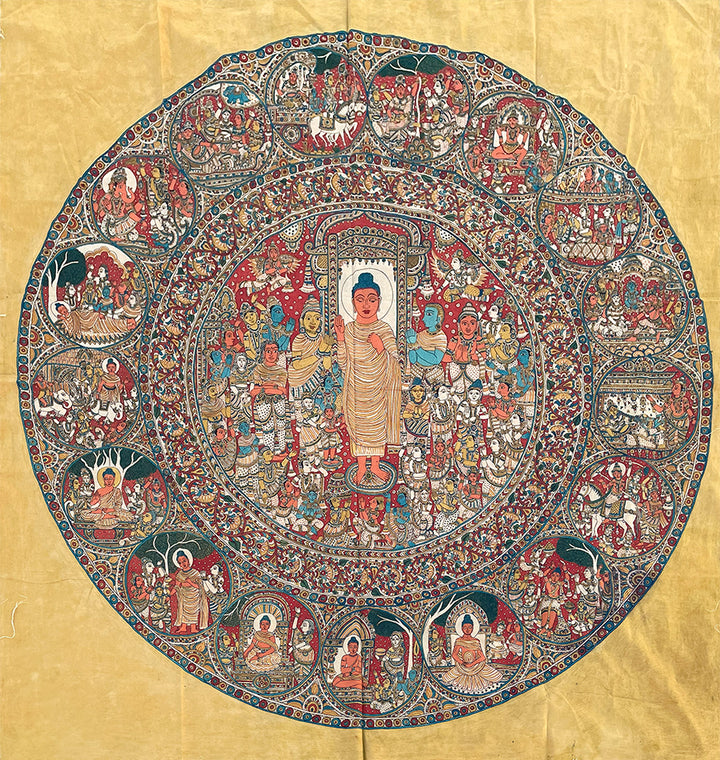 Enlightened Radiance: Circles of Enlightenment Kalamkari Painting by Siva Reddy Thumbnail