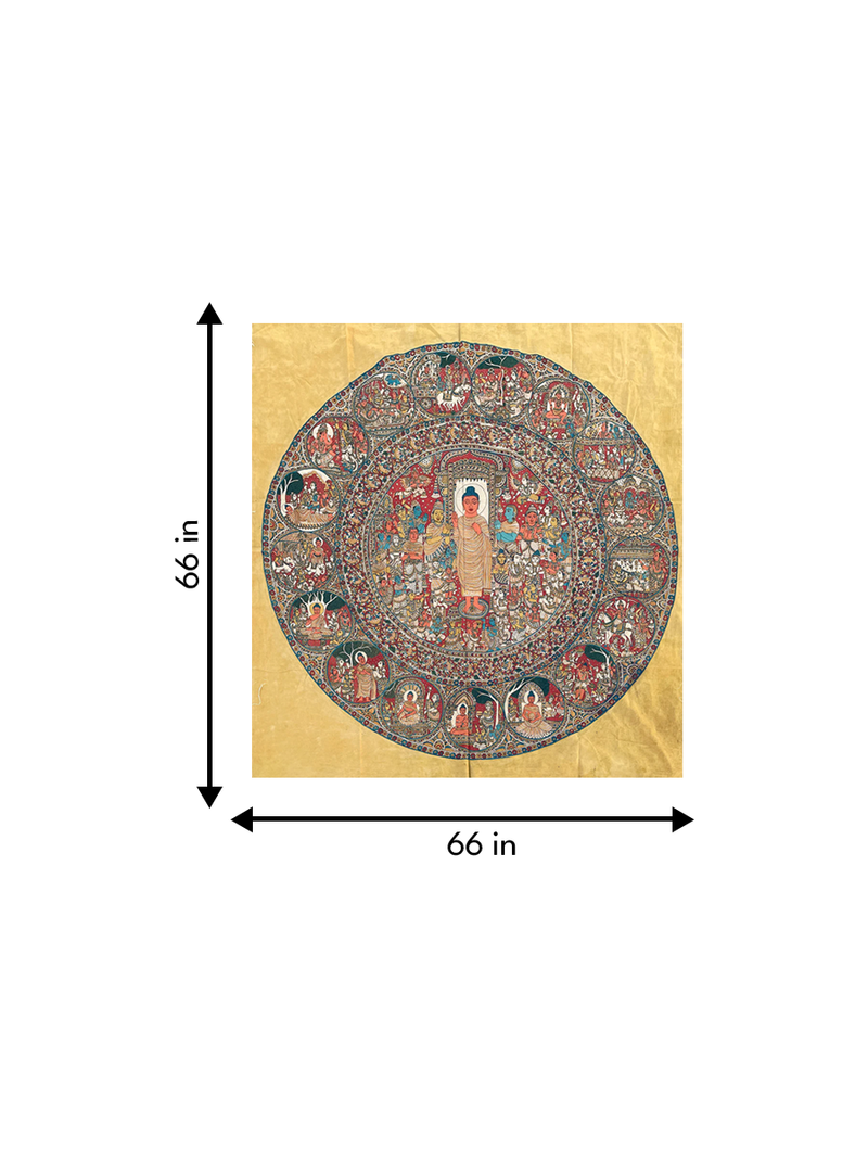 Enlightened Radiance: Circles of Enlightenment Kalamkari Painting by Siva Reddy