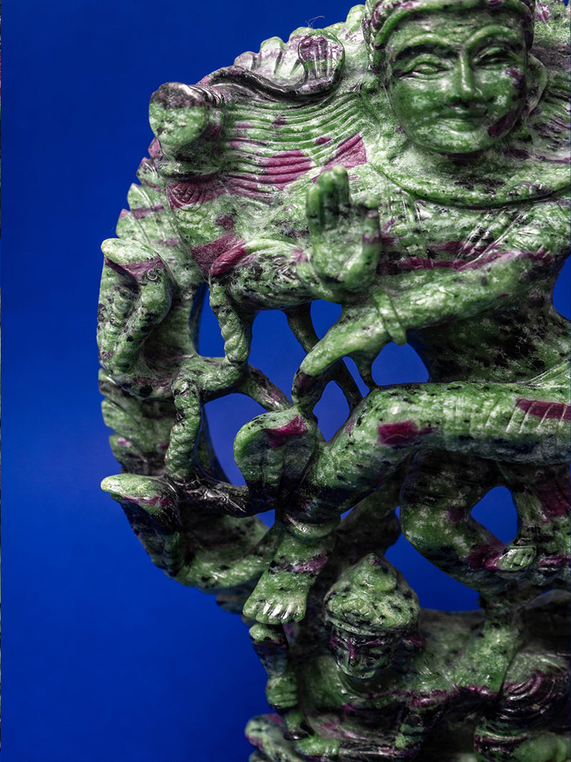 Eternal Dance of Creation: Ruby Zoisite Gemstone Sculpture of Nataraj by Prithvi Kumawat