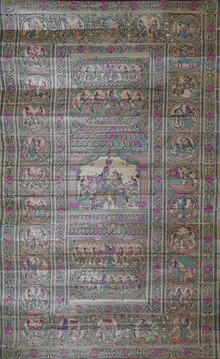 Eternal Radiance: Lord Krishna in Talapatra Artistry Talapatra Painting by Apindra Swain Thumbnail