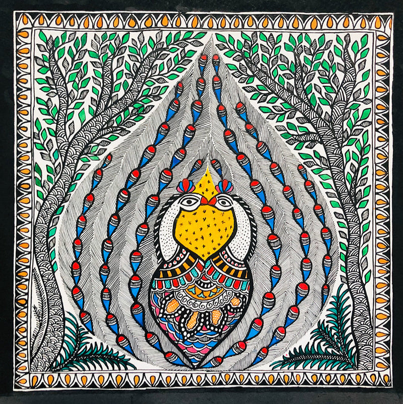 Buy Excellence of Intricacy - A Regal Beauty, Madhubani Painting by Ambika Devi