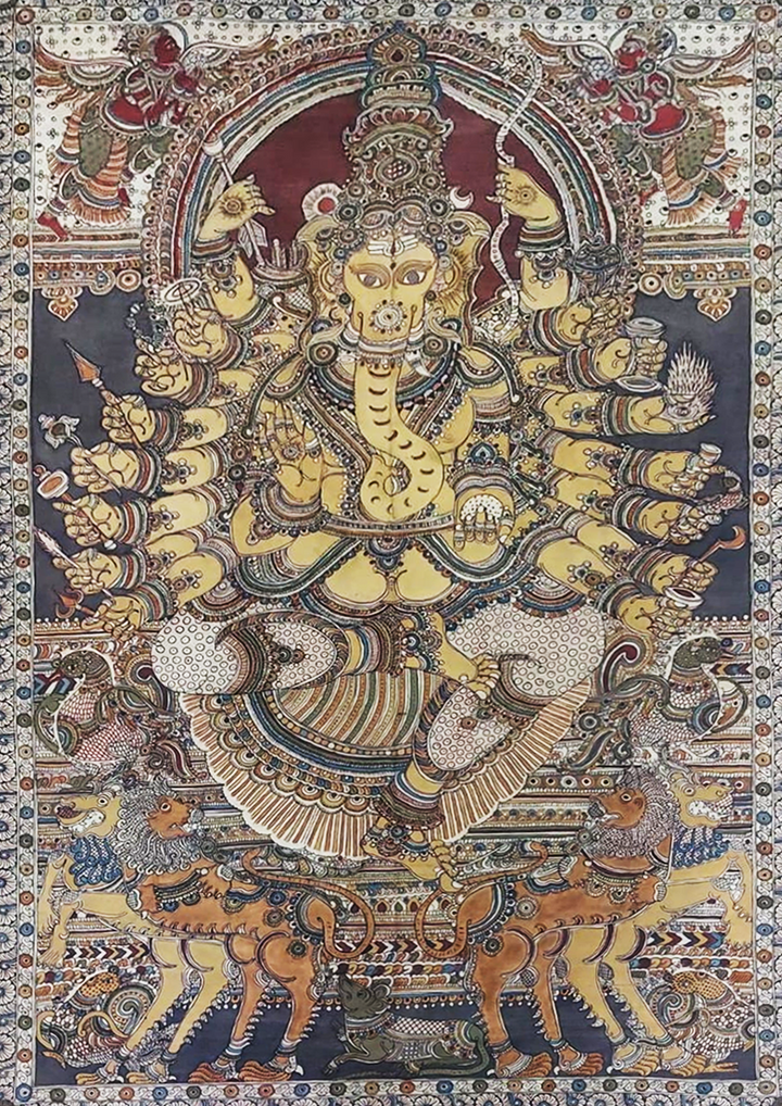 Exquisite Tapestry of Lord Ganesh: Kalamkari Painting by Sudheer Thumbnail