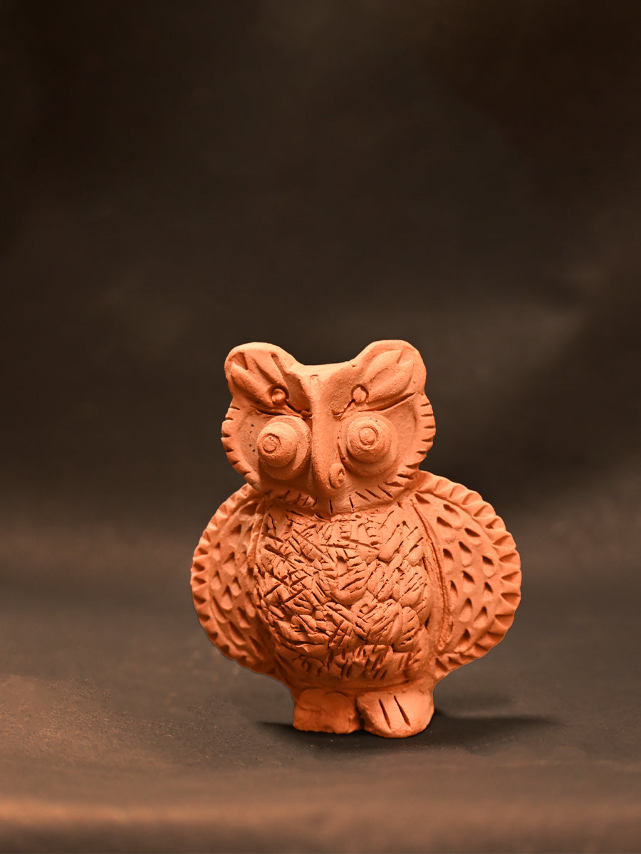 Shop Eyes of Enigma Terracotta Owl Sculpture, Terracotta art by Dolon Kundu