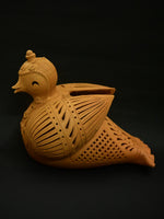 Feathered Radiance A Terracotta Tea Light, Terracotta art by Dolon Kundu