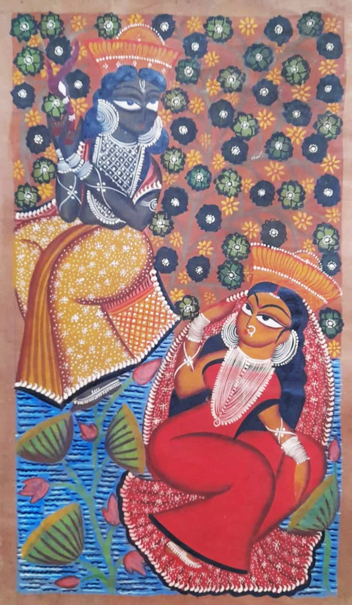Radha-Krishna in the Field in Kalighat by Uttam Chitrakar Thumbnail