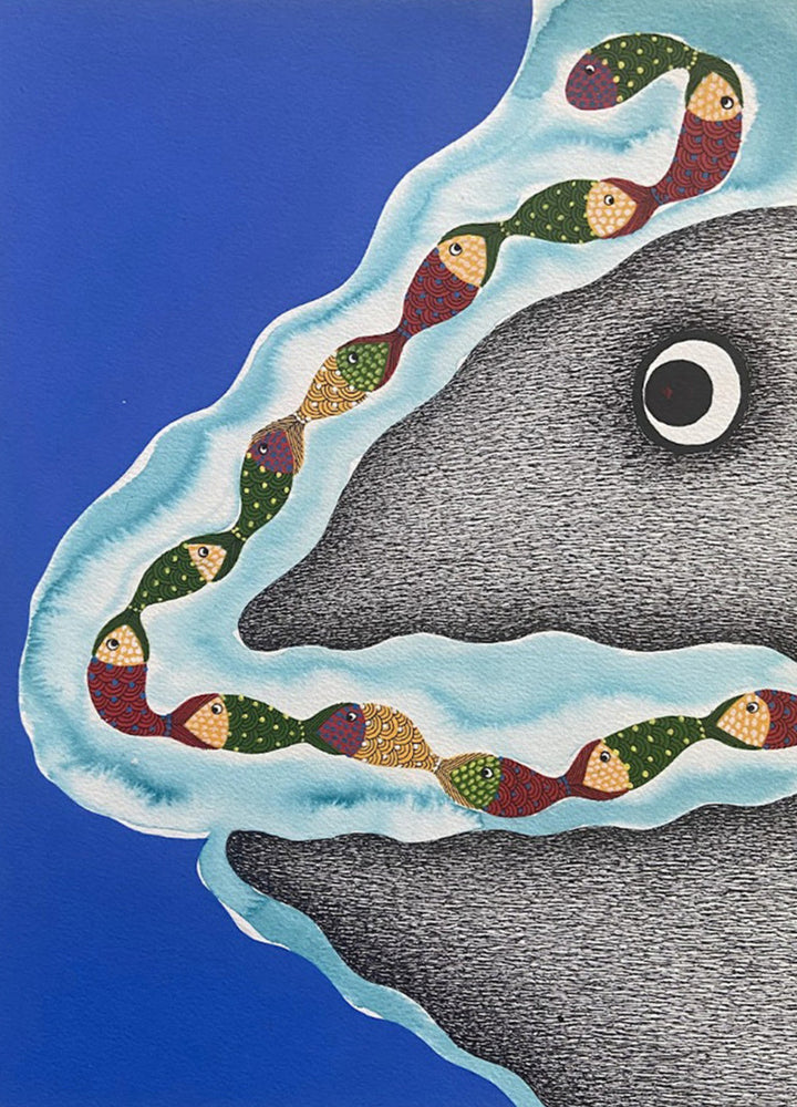 The Nature's Life Cycle: Fishes in Gond by Venkat Shyam Thumbnail