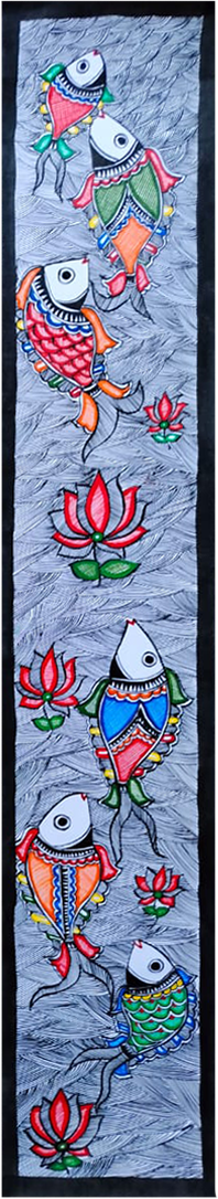Fish and lotus motifs in Madhubani by Vibhuti Nath Thumbnail