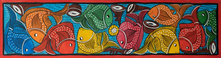 Fish depiction in Santhal Tribal Pattachitra by Manoranjan Chitrakar Thumbnail