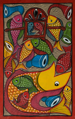 Fish marriage scene: Santhal-Tribal Pattachitra by Manoranjan Chitrakar