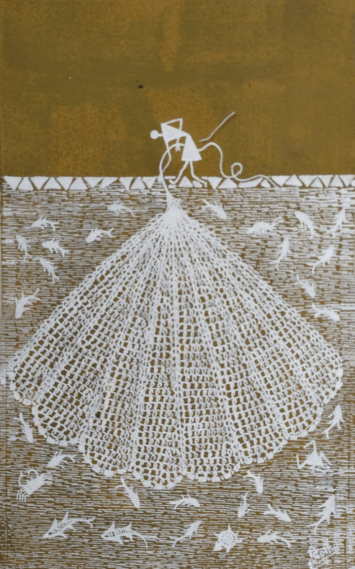 Fisherman in Warli By Dilip Bahotha Thumbnail
