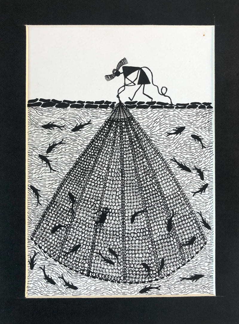 buy Fisherman, Warli Art by Dilip Bahotha