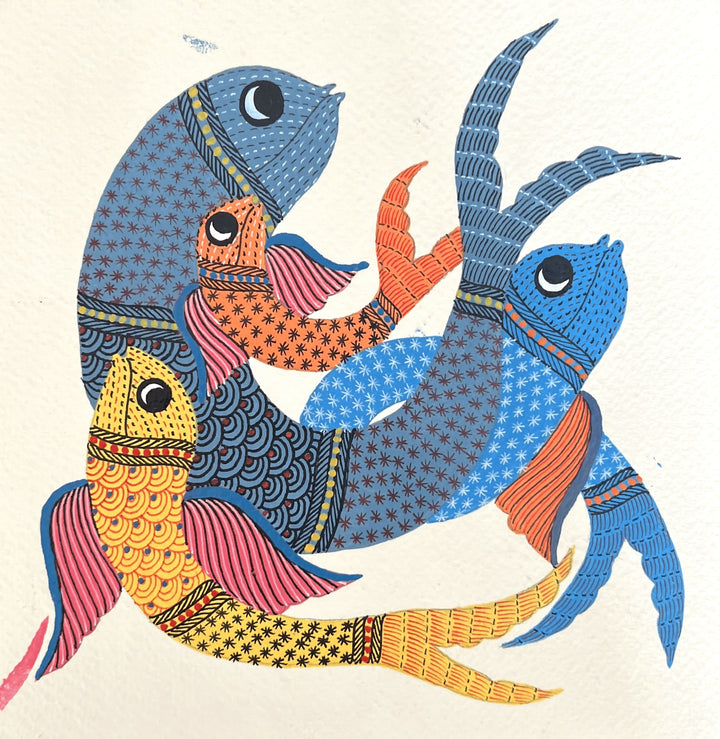 Fishes In Gond By Kailash Pradhan Thumbnail