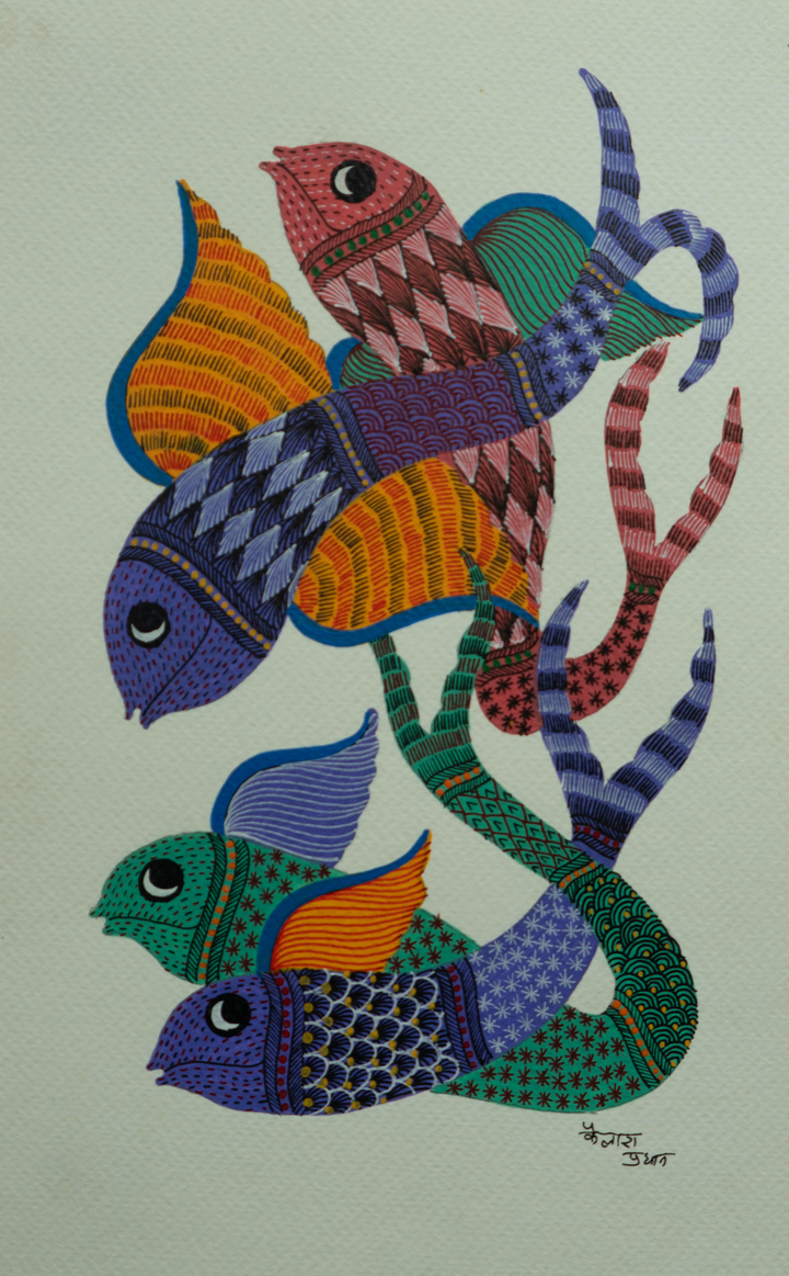 Shoal of Fish in Gond by Kailash Pradhan Thumbnail