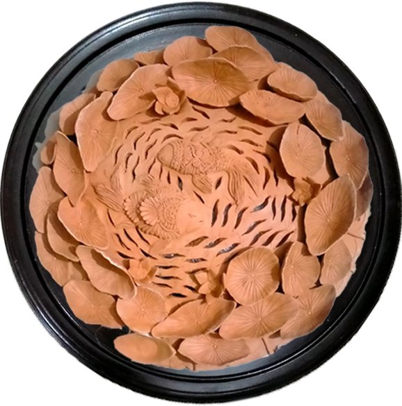 Fishes in the Pond Decor Plate: Terracotta by Dolon Kundu Thumbnail