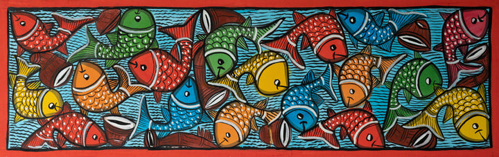 Fishes in vibrant hues: Santhal Tribal Pattachitra by Manoranjan Chitrakar Thumbnail