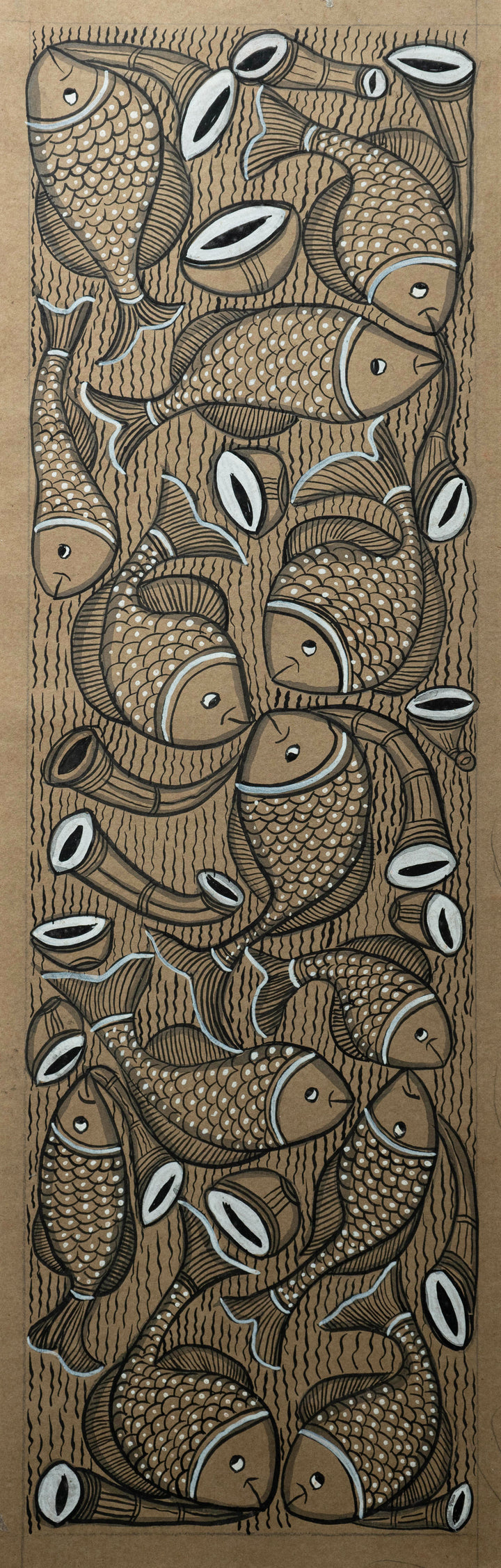 Fishes with instruments: Santhal-Tribal Pattachitra by Manoranjan Chitrakar Thumbnail
