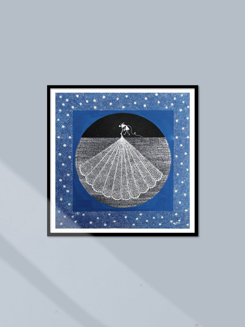 Shop Fishing night in Warli by Dilip Ram Bahotha