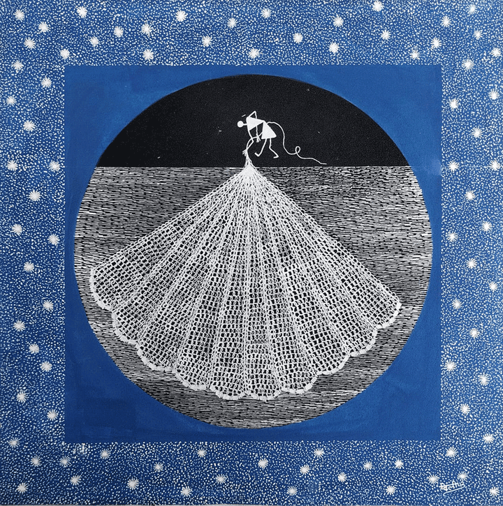 Fishing night in Warli by Dilip Ram Bahotha Thumbnail