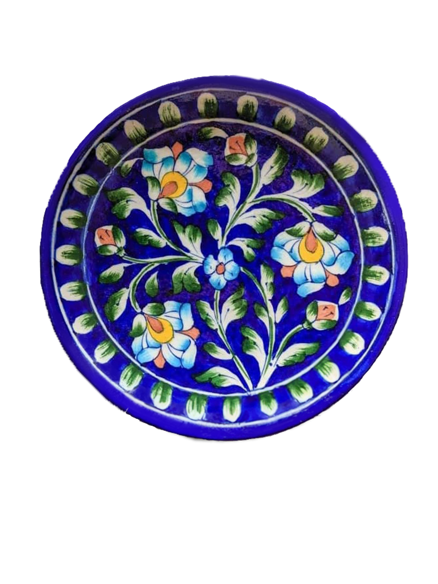 Jaipur Blue Pottery / Rajasthani Blue Pottery / Blue Pottery Wall Plate for Sale