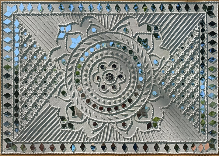 Floral Beauty White Mud Art by Majikhan For Home Decor, Gifting Thumbnail