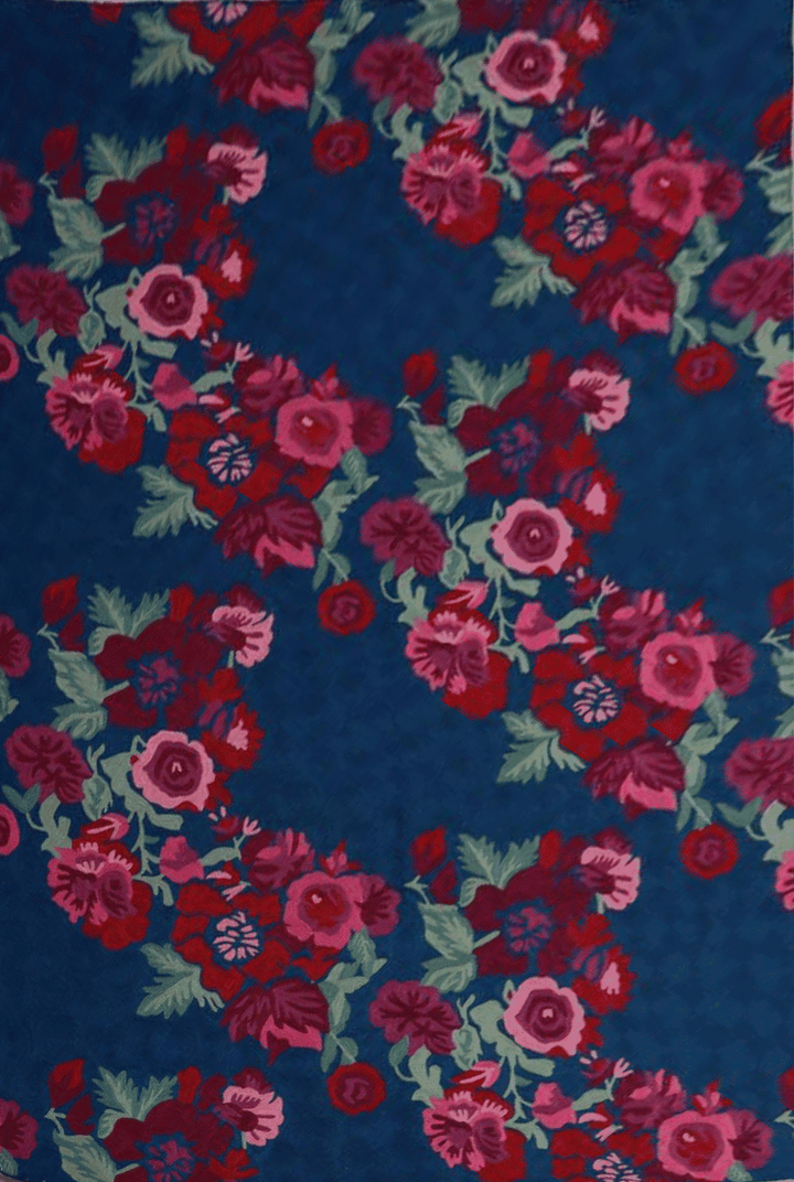 Floral Design in blue In Crewel Embroidery by Jahangir Ahmed Bhat Thumbnail