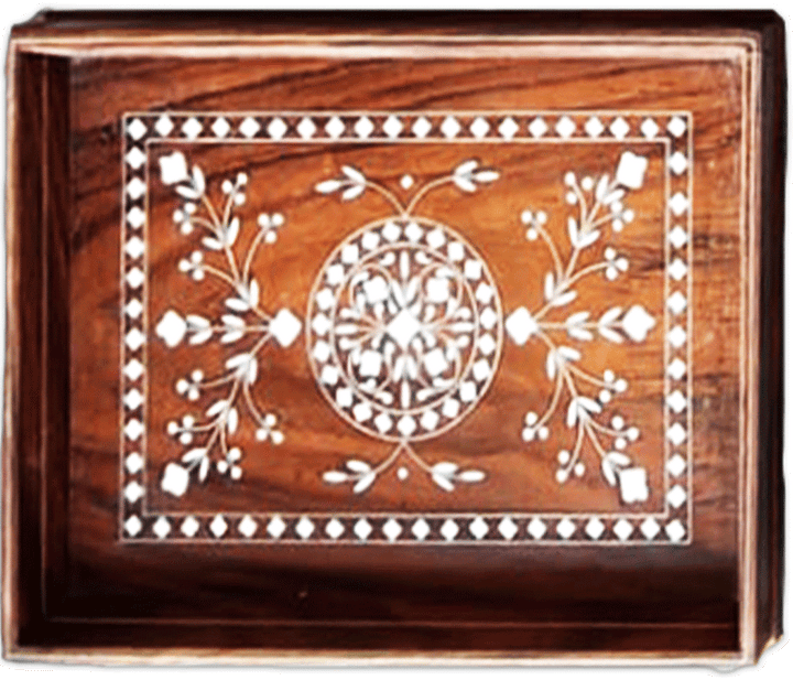 Floral Handcrafted Tray in Wood Inlay by Satyug Singh Thumbnail