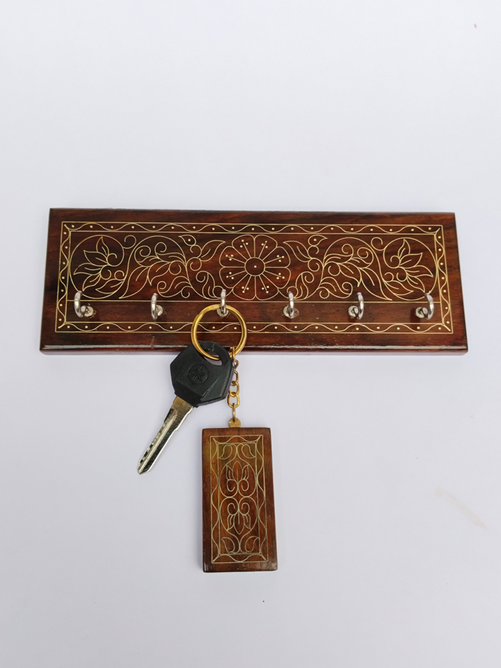 Floral Key Holder: Tarkashi art by Mohan Lal Sharma Thumbnail