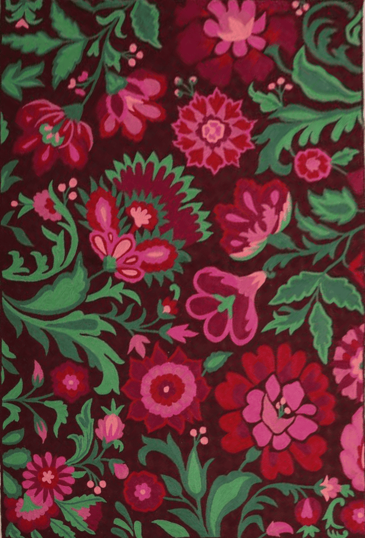 Floral Pattern in Burgundy In crewel embroidery Jahangir Ahmed Bhat Thumbnail