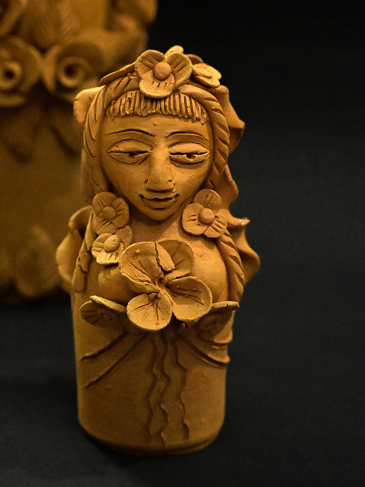 Floral Serenity: The Terracotta Model of a Woman, Terracotta art by Dolon Kundu Thumbnail