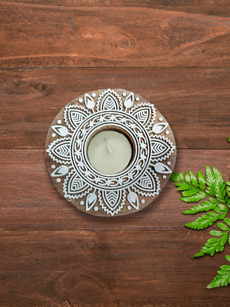 Buy Handcrafted Wooden Diya for diwali home decor