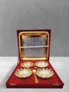 Order Online Floral designed tray with lotus shaped bowls in Moradabad Metal Craft | Tray and bowl for Sale