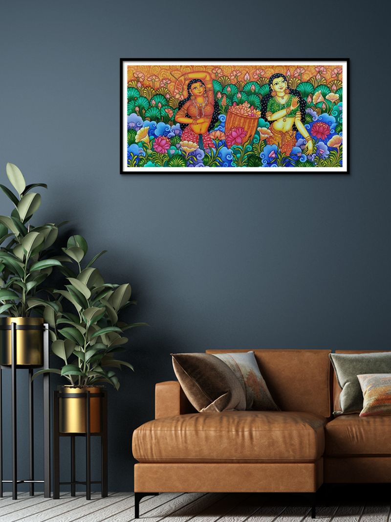 Buy Flower Girls, Kerala Mural Painting by Adarsh