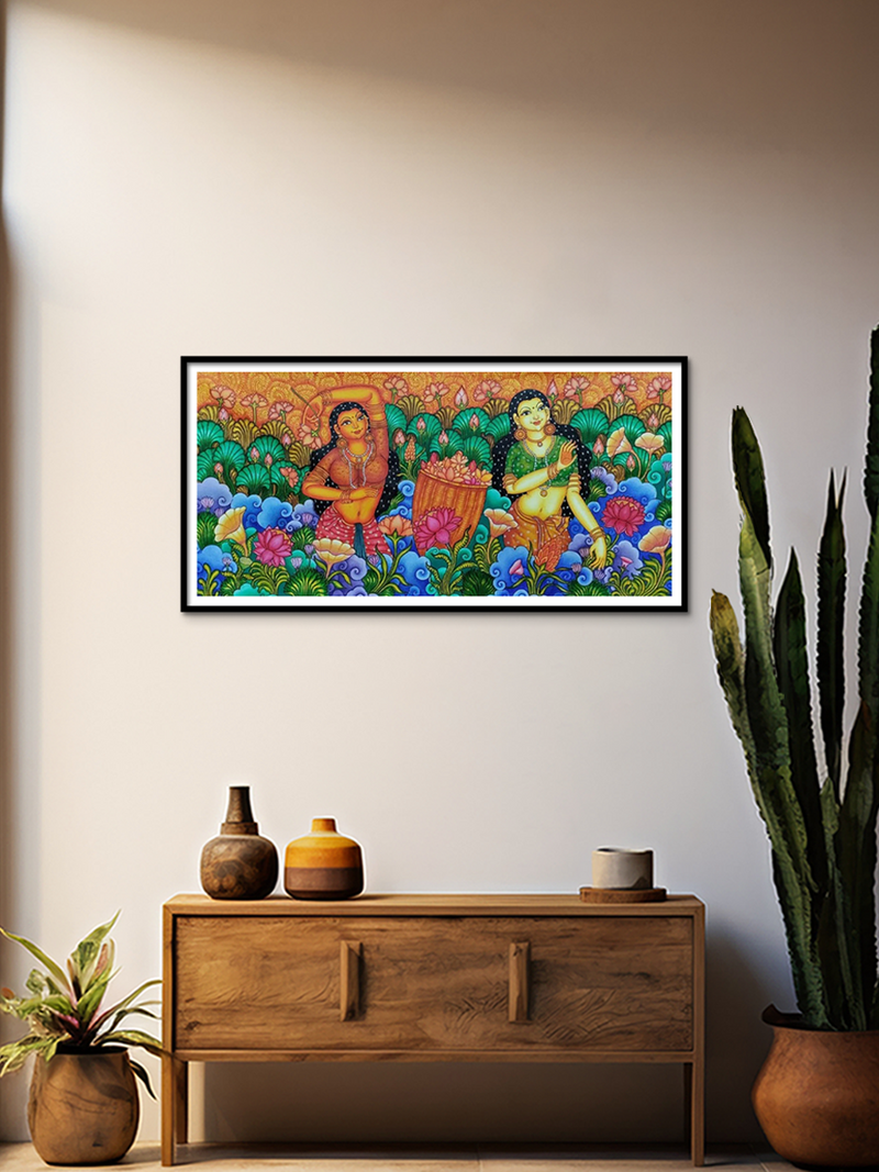 Flower Girls, Kerala Mural Painting by Adarsh