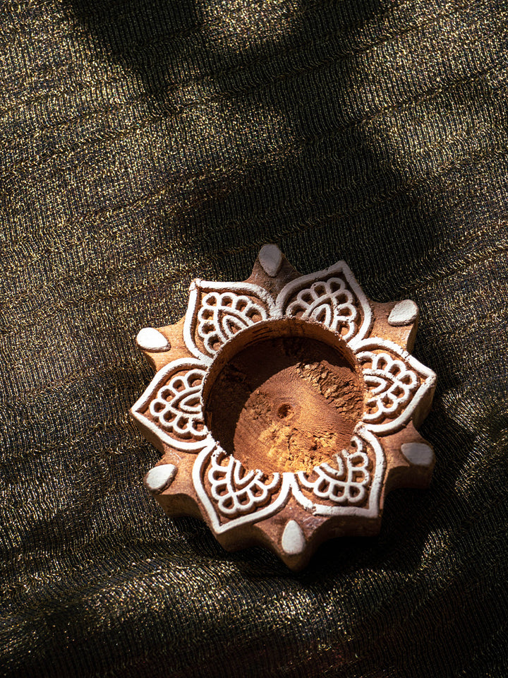 Flower shaped Wooden Block Diya Set by Vikas Singh Thumbnail