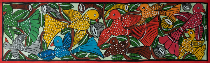 Flying birds in Santhal-Tribal Pattachitra by Manoranjan Chitrakar Thumbnail