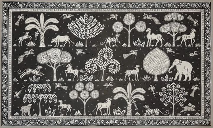 Forest Life - Pattachitra Painting by Apindra Swain for Home Decor Thumbnail