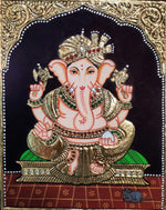 Buy Four armed Ganesha, Tanjore Painting by Sanjay Tandekar