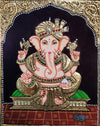 Buy Four armed Ganesha, Tanjore Painting by Sanjay Tandekar