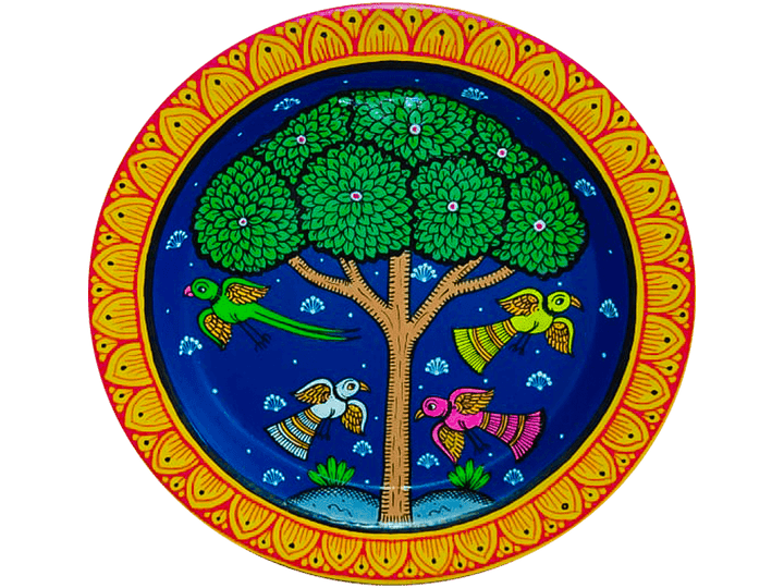 Freedom and Transcendence Dance of Birds - Pattachitra Plate by Apindra Swain for Home Decor Thumbnail