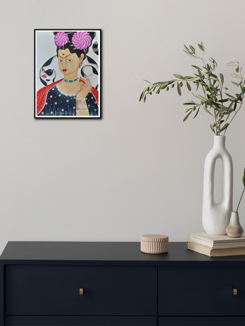 Frida Kahlo in Kalighat by Bhaskar Chitrakar