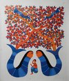 Blue mermaids with tree: Gond by Kailash Pradhan