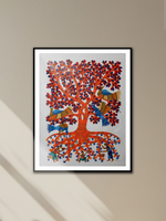 Radiant tree with birds and humans: Gond by Kailash Pradhan