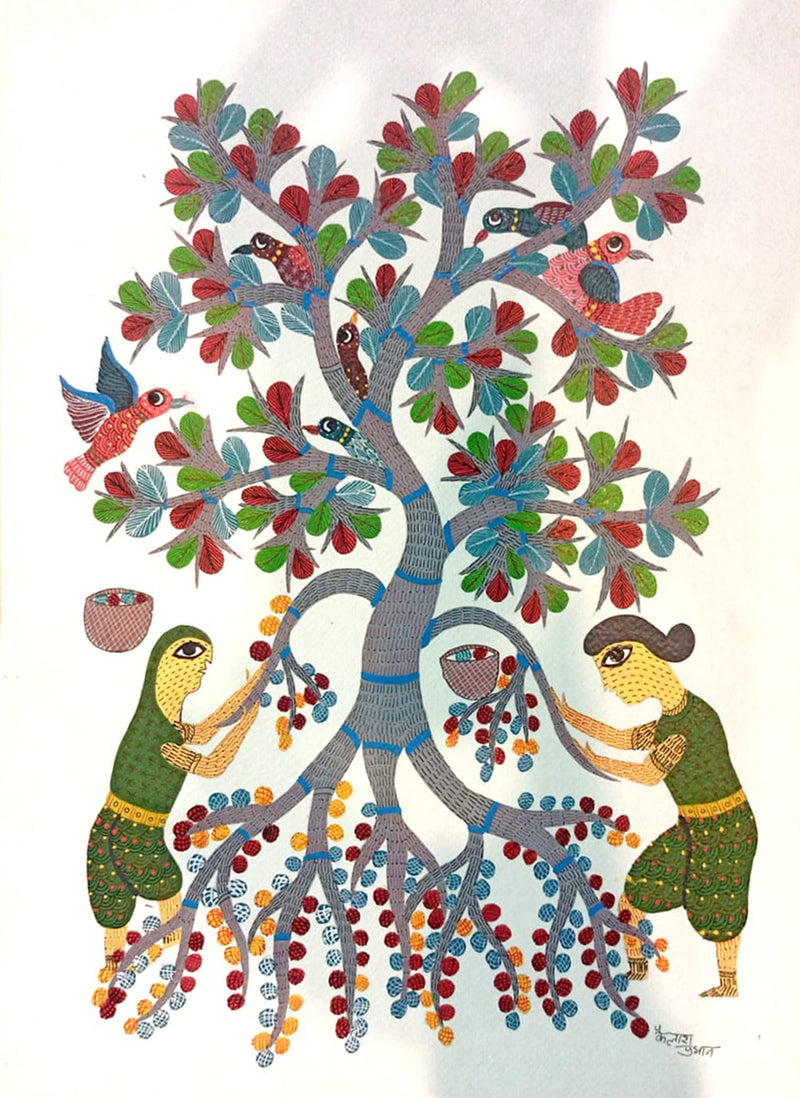 buy Harvest Serenade: Gond Art by Kailash Pradhan